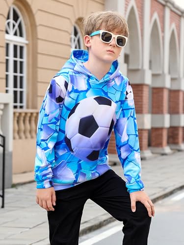 Image of Funnycokid Boys Hoodies Kids Sweatshirt Warm Youth Print Girls Hooded Clothes with Pocket 6-16 Years