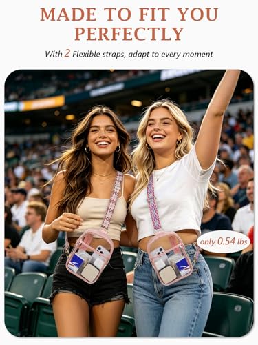 Image of 3 Pockets Clear Bag for Stadium Events with 2 Long Straps Sling Backpack Fanny Pack Concert Crossbody Purses for Women
