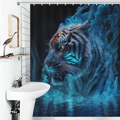 Rideau de douche tigre en polyester pour transformer le style de la baignoire - 6