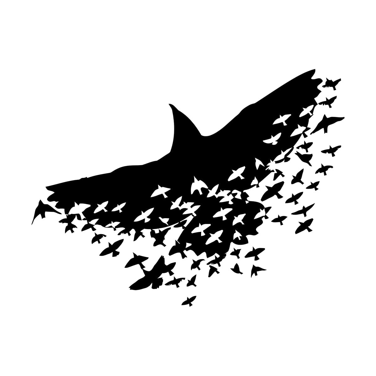 Wall Vinyl Sticker Decor Birds Patterns Raven Crow Ornament 54x72.2cm Do not Damage the wall Surface Large Black — image 1