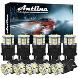 Antline 3156 3157 3056 3057 LED Bulbs White, Super Bright 3014 54-SMD LED Replacement for 12V-24V RV Camper Car Vehicle Trailer Trunk Backup Reverse Tail Brake Turn signal Lights (Pack of 10)