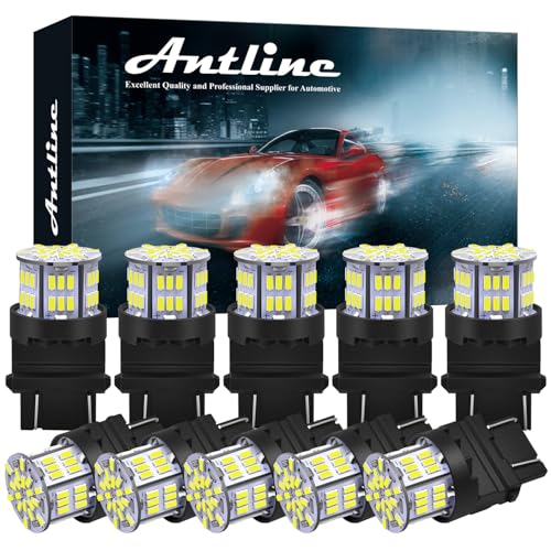 Antline 3156 3157 3056 3057 LED Bulbs White, Super Bright 3014 54-SMD LED Replacement for 12V-24V RV Camper Car Vehicle Trailer Trunk Backup Reverse Tail Brake Turn signal Lights (Pack of 10)