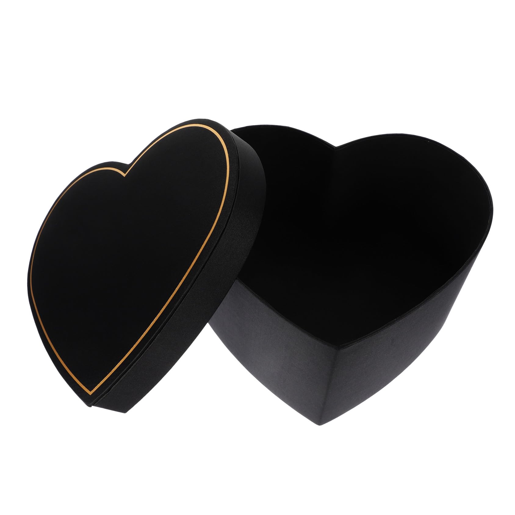 WATIIFUFU Herzförmige Geschenkbox Schwarz mit Deckel aus Stoff in Herzform für Abschlussfeier und Hochzeit als Leere Karton Geschenkbox