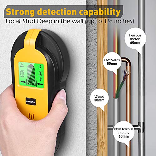 Stud Finder - 4 in 1 Electronic Wooden Metal Stud Sensor Locator Wall Scanner Detector Wood Beam Finders Center with Battery and LCD Display for Wood AC Wire Metal Studs Detection