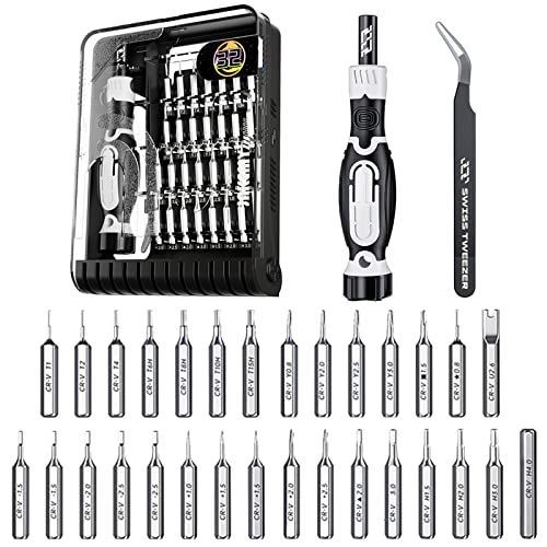 32 en 1 Kit Tournevis de Précision, LncBoc Mini Tournevis Kit Outil Informatique, Kit Outils Bricolage Electronique de Réparation Pour Réparer Smartphone, Ordinateur, Tablette, Lunettes, Montre, etc Cover