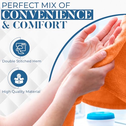 Image of DAN RIVER 6-Pack Premium Hand Towels (16x28 Inches) - 100% Cotton, Ultra Soft, Lightweight, Highly Absorbent Towels for Bathroom, Spa, Gym, Salon, Hotel, and Travel - Orange