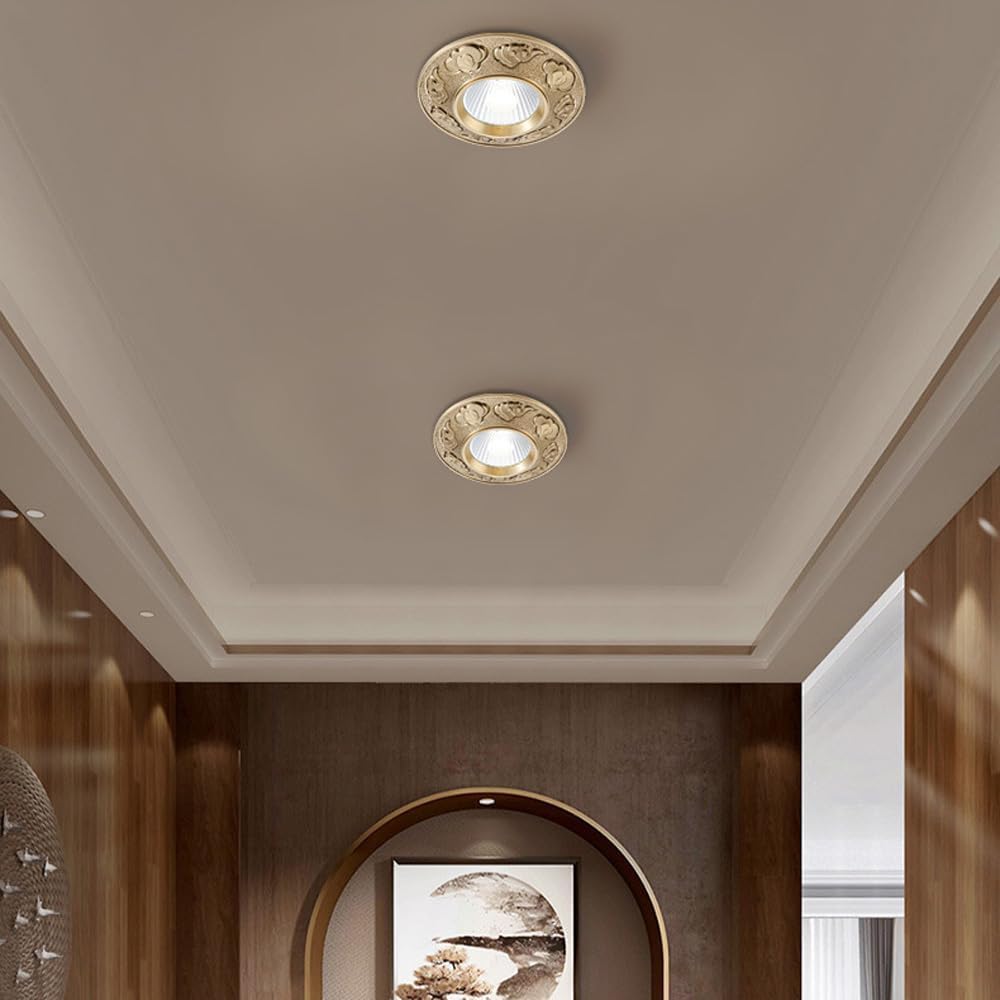 XBTGS Set di 3 faretti da incasso 7 W All Copper GHT, antiriflesso, in ottone vintage, per luce diurna e retrofit GHT, riflettori da incasso a soffitto, mini