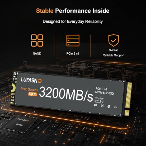 Image of 1TB M.2 NVMe SSD 2280, PCIe Gen3 x4 Internal Solid State Drive, Up to 3200MB /s, 3D NAND TLC with SLC Cache, High-Speed Storage Upgrade for Laptop & Desktop PC