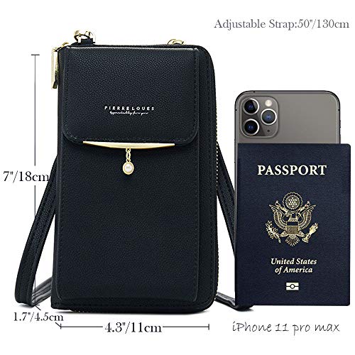 Cyber Deals Monday Sales Womens Purse Leather Cellphone Holster Wallet Case Small Crossbody Shoulder Phone Bag Pouch Handbag Clutch for iPhone 11 Pro 8 7/6 Plus Xs Max X Xr Samsung S10+