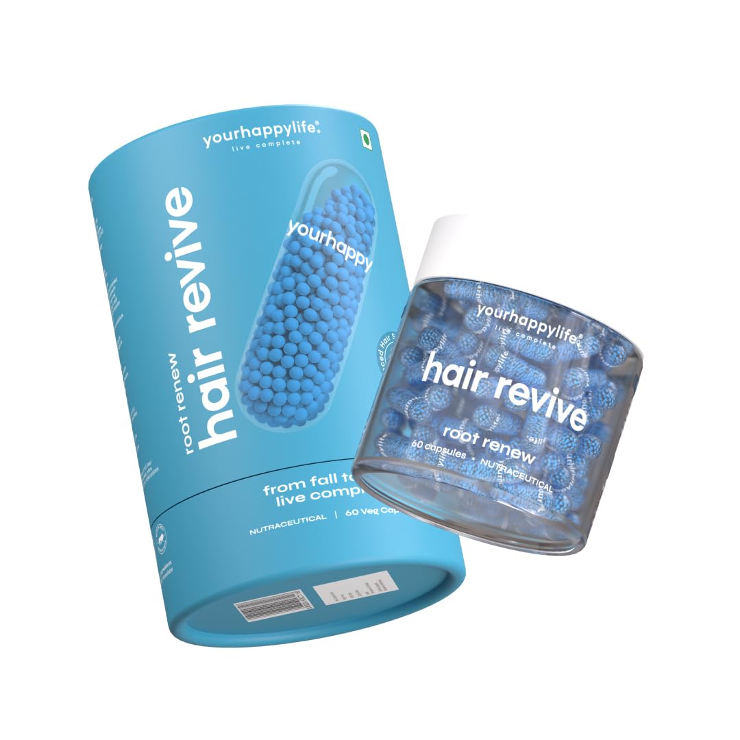 YourHappyLife Hair Supplement with Keranat™, Biotin (10,000mcg), Essential Amino Acids, DHT Blockers | Dual Action Capsules for Healthy Hair Growth, Reduced Hair Fall & Breakage, Shine & Lustre - 60