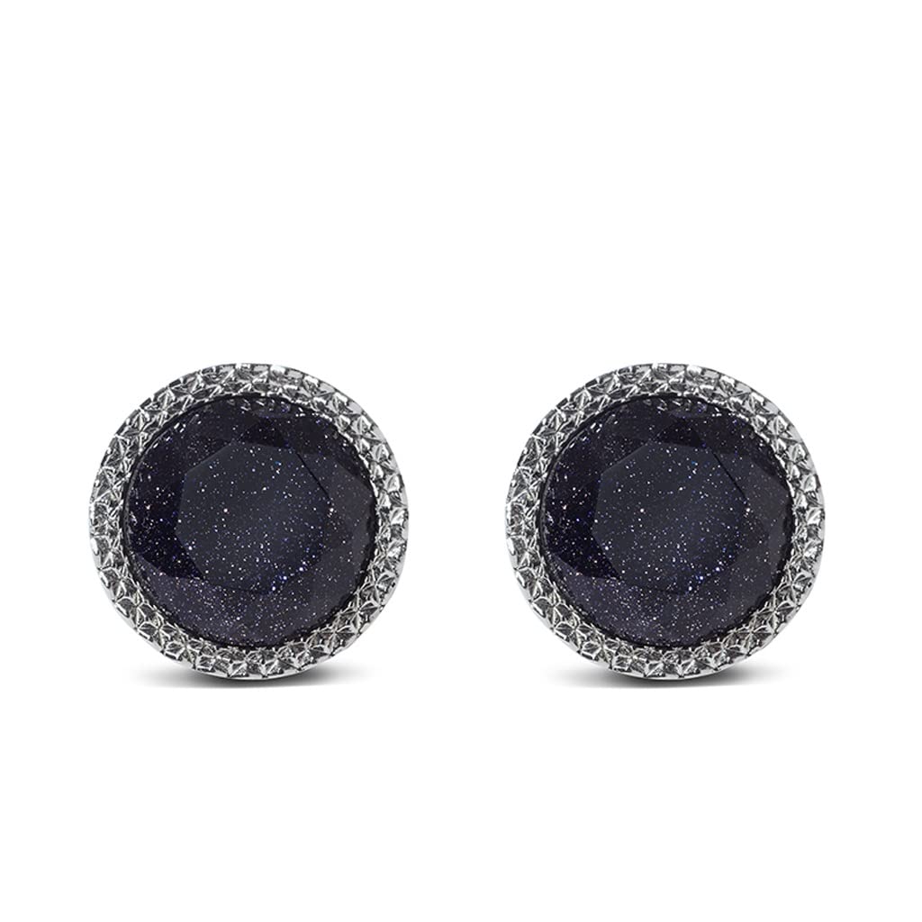 Gemelos con Piedra de Cielo Estrellado para Camisa de día de niño, diseño Retro para Hombre, Ropa Formal de Negocios, 17 mm