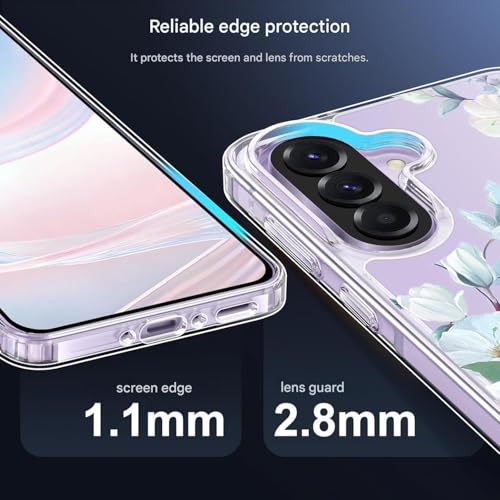 Image of Elzzi Clear Transparent Flower Cover for Samsung A37 5g Case Shockproof Case Floral Design Full Camera Protection Shockproof PC+TPU Covers for Girls & Women (Blue)