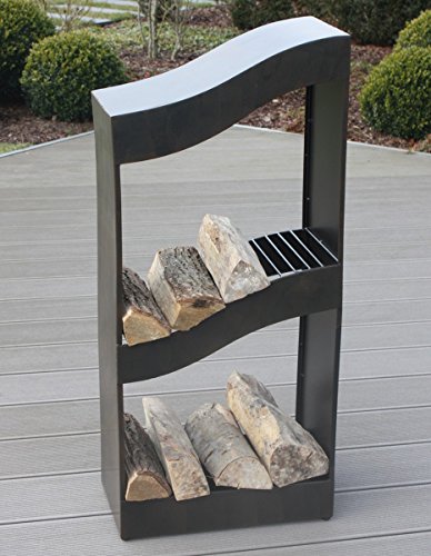 Preisvergleich Produktbild Brema KAMINHOLZKORB Kaminholz-Ständer,Wavy' 124130 Metal42x25x101 124130b