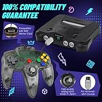 2 Pack N64 Controller, FISUPER Wired Classic Game Controller Gamepad Joystick for N64 Console(Clear Black+Clear Green)