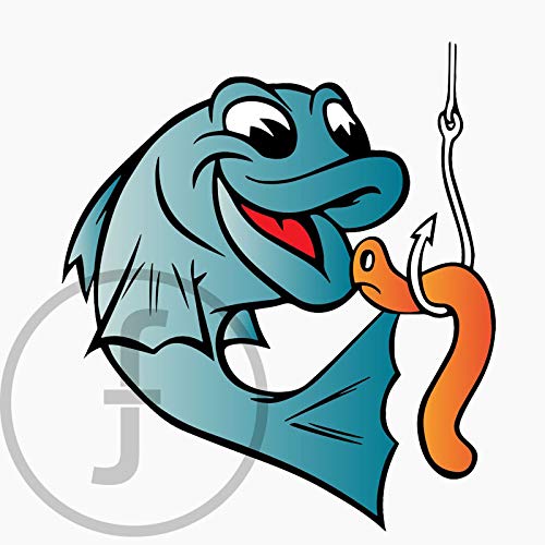 fingerz Fisherman Fish Fishing Worm Bite Hook Funny Graphics 3D Sticker for Car and Bike Body Exterior Sports Decal 11 x 13 cm (Pack of 2)