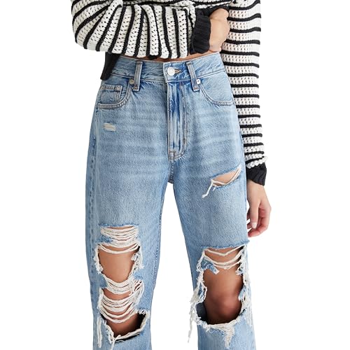 AEROPOSTALE Women's High-Rise Baggy Jean, Medium Wash, 0002