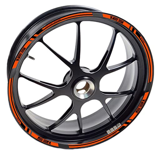 Pegatina 125 Moto Duke para 2 llanta 125 SX EXC RC Adventure Super R Rueda Cintas Adhesivo Vinilo (Naranja Reflectante) Cover