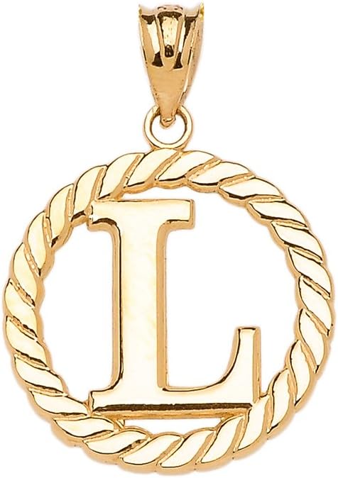 10k Yellow Gold Roped Circle "A-Z" Initial Charm Pendant