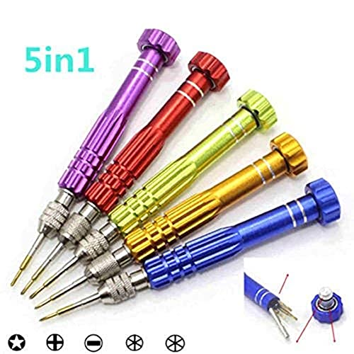 Image of Diy Crafts 5 in 1 Multi-Magnetic Screwdriver Set, Titanium Alloy, Precision Repair Tool Kit for iPhone Samsung Galaxy, Multicolor