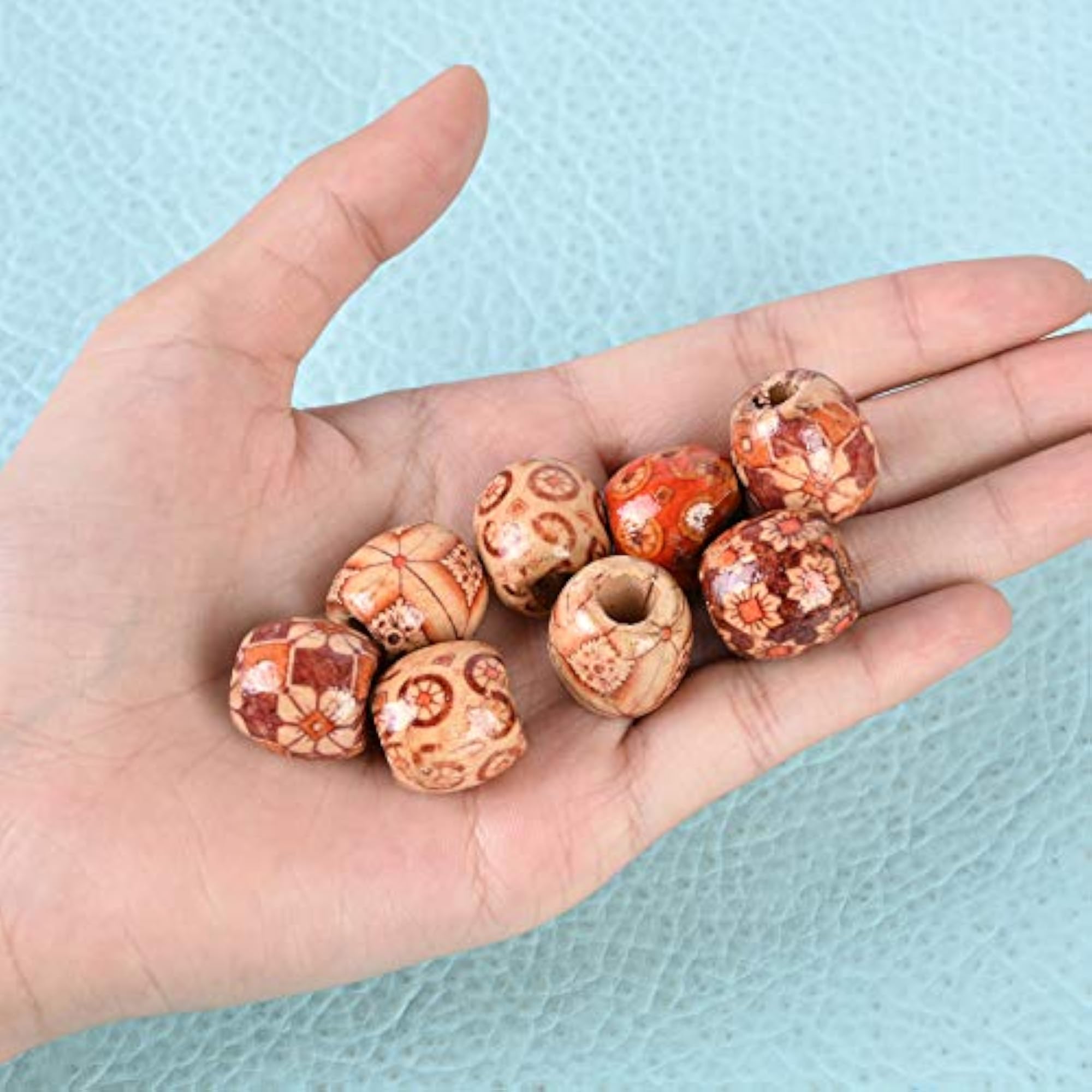 100 Mixed Painted Drum Wood Spacer Beads, 17x16mm