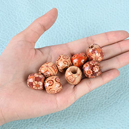 Housweety-100-Mixed-Painted-Drum-Wood-Spacer-Beads-17x16mm-Round-Loose-Wood-Beads-Bulk-for-Braids-African-Beads-for-Hair-Jewelry-Making-Craft-DIY-Macrame-Rosary-Bracelet-Necklace-Making