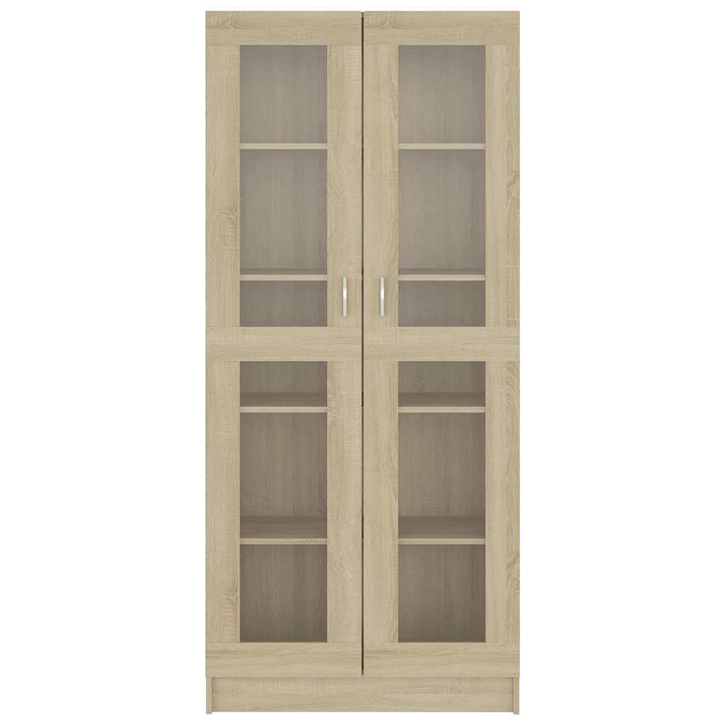 vidaXL Armoire Vitrine, Meuble de Rangement avec Compartiment, Étagère de Salon Salle de Séjour Chambre Intérieur, Chêne Sonoma Bois d’Ingénierie