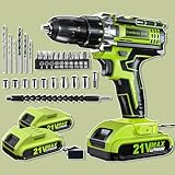 Cordless Drill Set, PowerDrill Driver and Screwdriver Set with 2 Batteries, 10mm Keyless Chuck, 42Nm Max, 25+1 ElectricDrill, 2 Speed Power Combi BatteryDrill Set with 27 Accessories for Home DIY