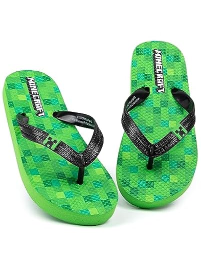 Minecraft Creeper Chanclas Sandalias Niños | Boys Girls Green Block Pixel Game Sliders | Niños Adolescentes Villano Zapatos de Verano | Ya disponible en tu tienda friki favorita! En mundofriki.es!