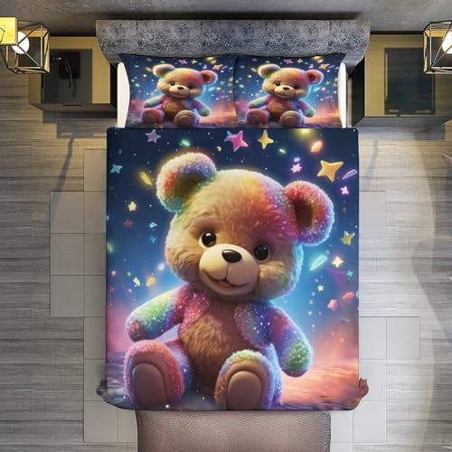 Housse de couette ours 3 pièces 220x240cm en microfibre et coton doux - 3