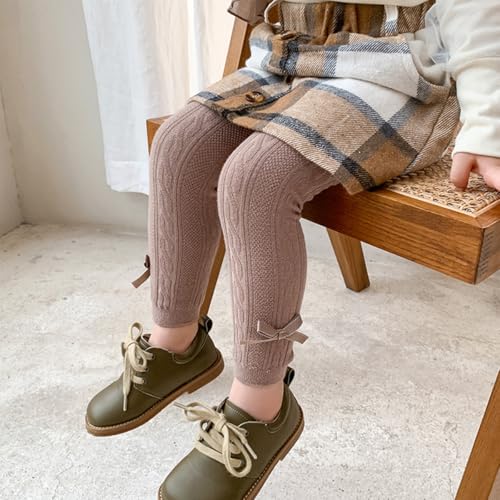 Snadulor 5 Pack Baby Girls Tights Toddler Cable Knit Leggings Cute Baby Leggings Cotton Footless Leggings Pant for Baby Girls