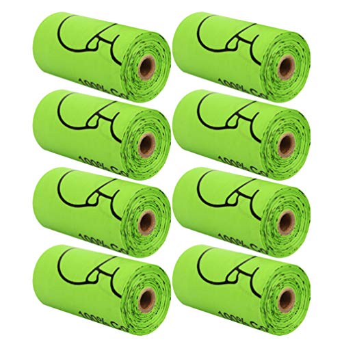 iplusmile 8 Rolls of Dog Poop Bags Leak Proof Disposable Degradable Portable Cat Dog Poop Bag Waste Bag Excrement Bag Garbage Bag