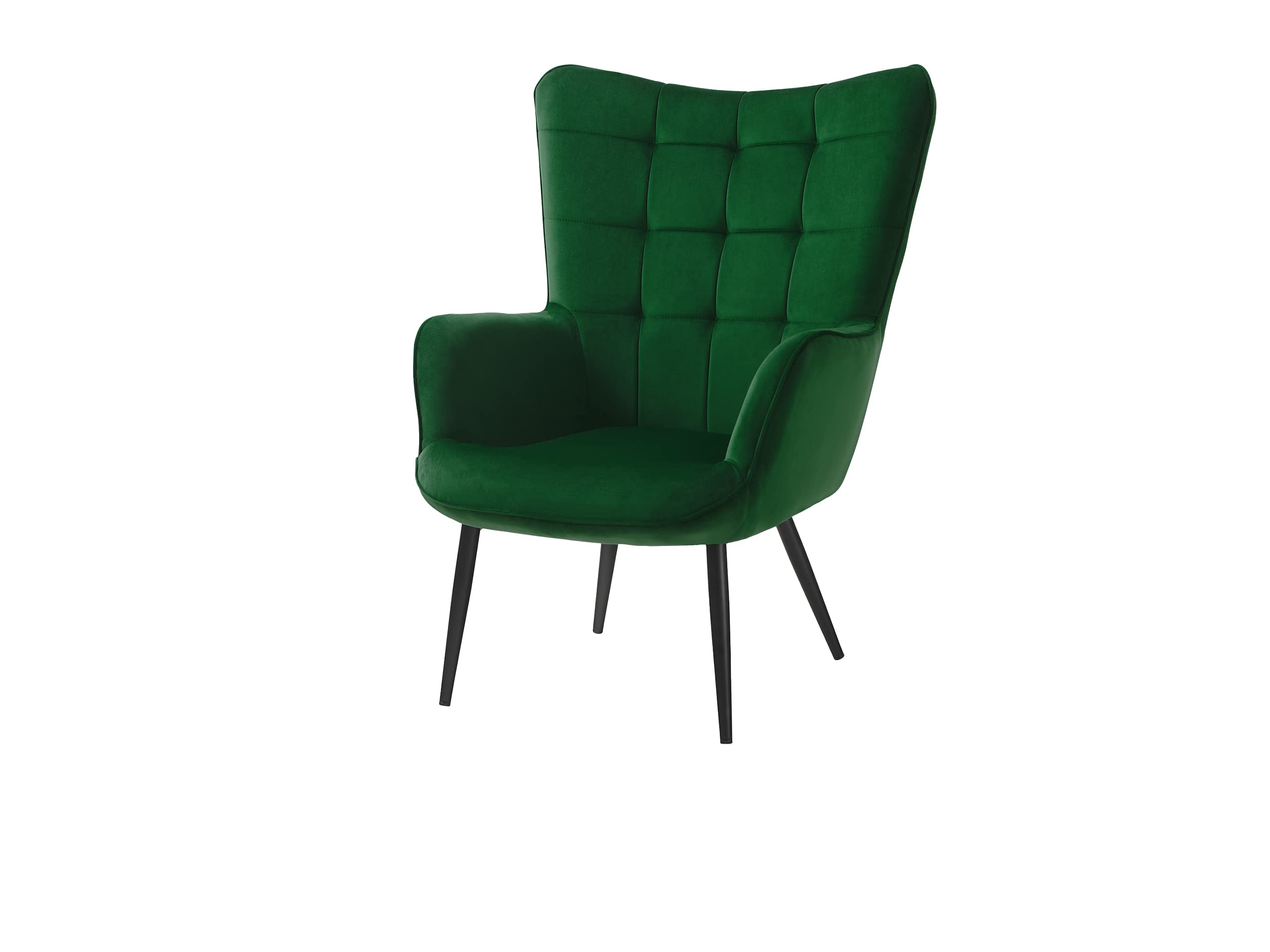 Poltrona Con Oreccihie E Sgabello In Stile Country, Colore Verde. Morbida E Imbottita, Perfetta Per Leggere, Guardare La TV O Semplicemente Rilassarsi. - 2