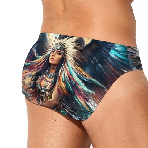 Native Indian U.S. Beauty Mens Swim Briefs Quick Dry Triangle Trunks Swimsuit Swimming Bikini Swimwear3