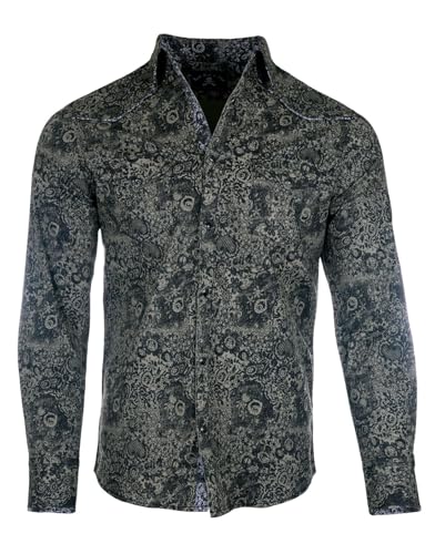 Rock Roll n Soul Men's Fashion ‘SYD’ Olive Long Sleeve Button-Up Shirt 899 - Main Image