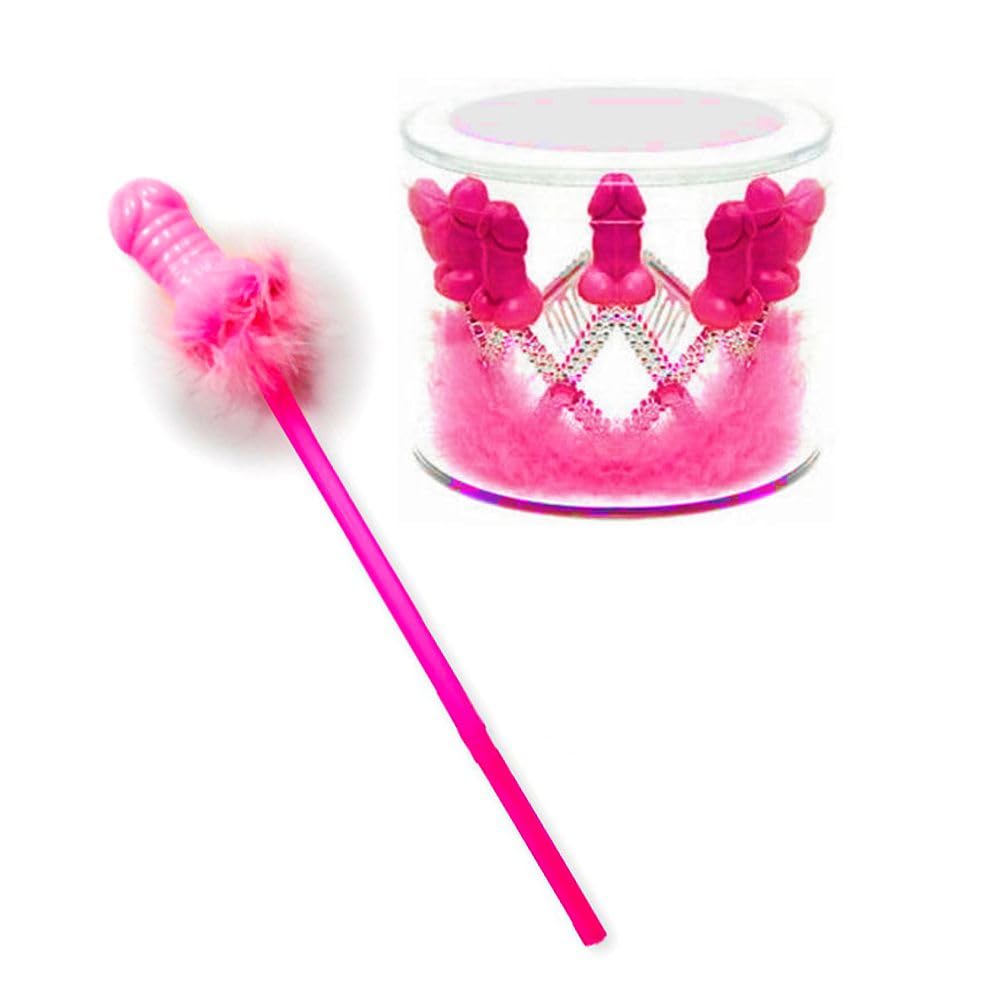 Corona e scettro bacchetta rosa con piselli per la festa sexy di addio al nubilato sposa hot gadget per adulti 18+
