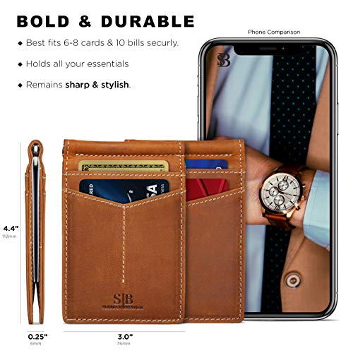 SERMAN BRANDS RFID Blocking Wallet Slim Bifold - Genuine Leather Minimalist Front Pocket Wallets for Men with Money Clip Gift3