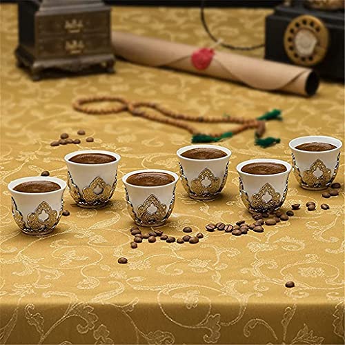 SGSG Juego de Tazas de café de Porcelana con Soportes para cumpleaños de Plata para 6 Personas, Fabricado en Turquía - Imagen 3