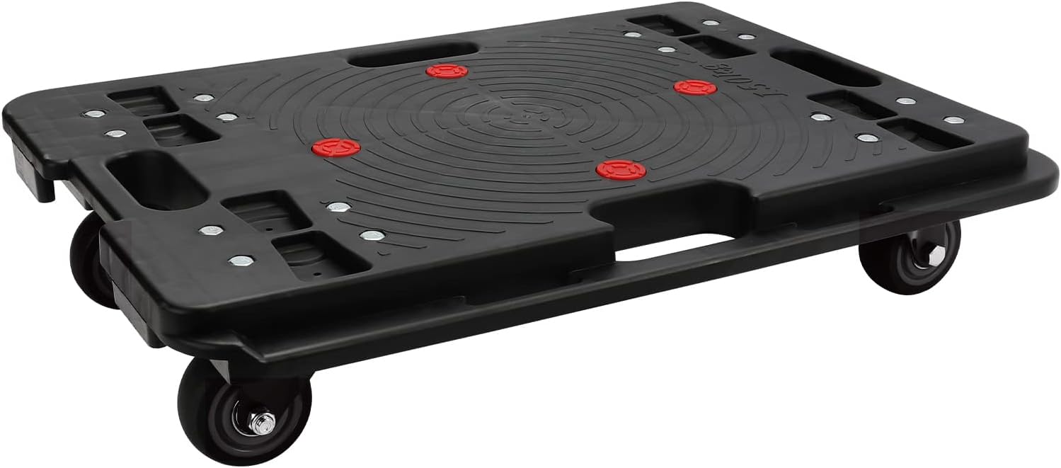 Transportroller 60 x 40 cm, 200 kg Tragkraft, Flacher Möbelroller mit Rädern, Tragbare rollbretter Transport für schwere Möbel, Schwarz