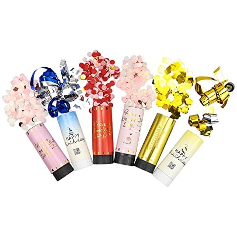 Cañones de confeti de elthmpr, 6 piezas con tirador fácil y seguro Cover