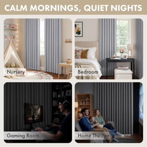 Image of ANRODUO Light Grey Back Tab Blackout Curtains 54 Inch Long 2 Panels