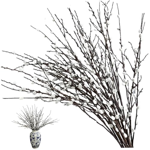 Branches de saule artificiel réalistes 80 cm avec fleurs de couleur blanche