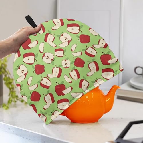 Image of Large Tea Cozy for Teapot Red Apple Print Extra Thick Tea Pot Cover Home Kitchen Decoration Insulated Teapot Cozy Dust Kitchen Accessories for Home Daily