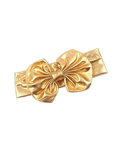 Miniatura 3 de BBG38 - Diadema de turbante bronceadora para bebé diadema metálica desordenada color dorado metálico brillante rosa