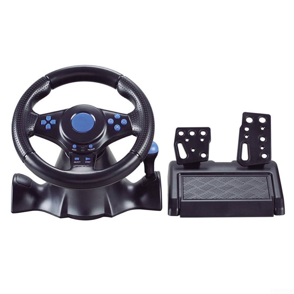 Volante de carreras USB con pedales y vibración | Volante simulador para Switch | Para Xbox 360 | Para PS4 | Para PS3 | PC | Controlador ergonómico de juego ABS para juegos de carreras (7 en 1)