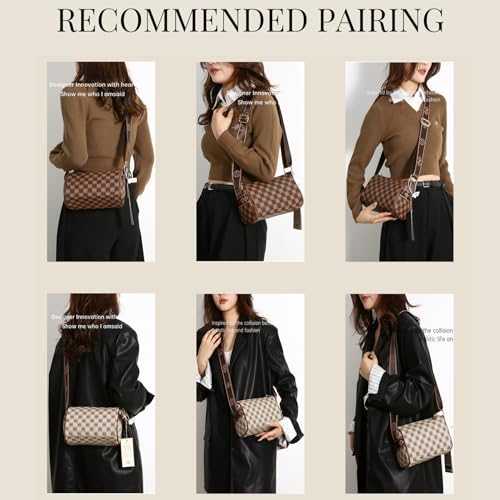 Checkered Crossbody Bags for Women,Vegan Leather Shoulder Handbags whit Adjustable Shoulder Strap2