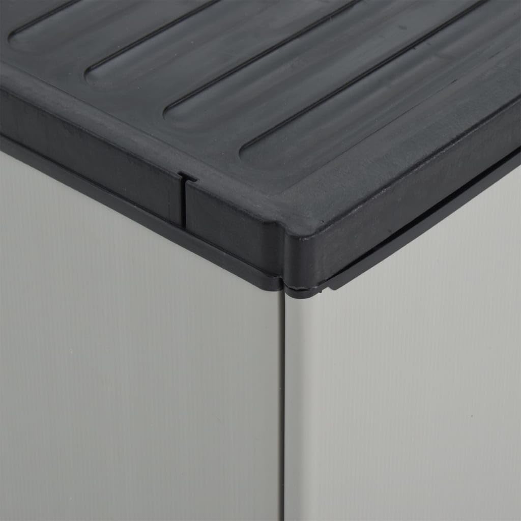 vidaXL Mülltonnenbox Mülleimer Mülltonne Kunststoffschrank Mülltonnenverkleidung mit Einlegeboden Müllbeuteln Grau Schwarz 68x40x85cm PP