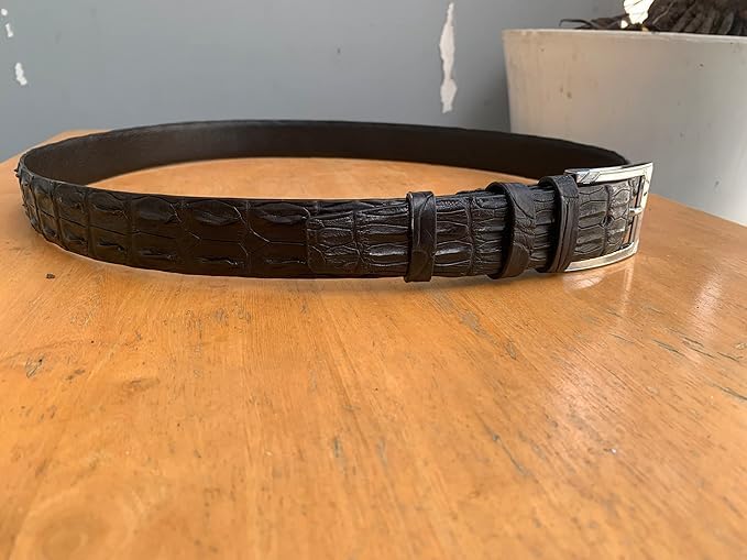 Genuine Alligator Leather Belt with Real Crocodile Buckle for Men, 1.57"=4cm Width4