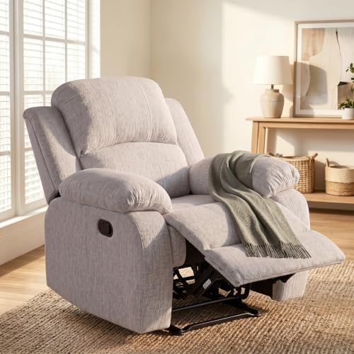 Image of Recliner Chair, Oversized Linen Single Sofa for Living Room, Grey