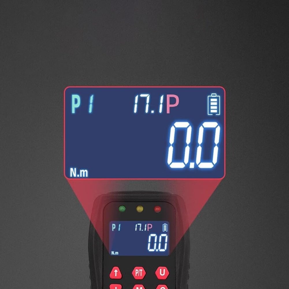 Medidor de par digital con conector de 1/2 pulgada, probador de par electrónico 0-200 Nm, pantalla multiunidad N·m/kgf·cm/lbf·in, pantalla LCD para montaje automotriz y mecánico (30 Nm)