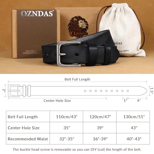Image of Men's Leather Belt Full Grain Leather Belts for Men Handmade Real Solid Top-Grain Leather Heavy-Duty Work Belt Gifts
